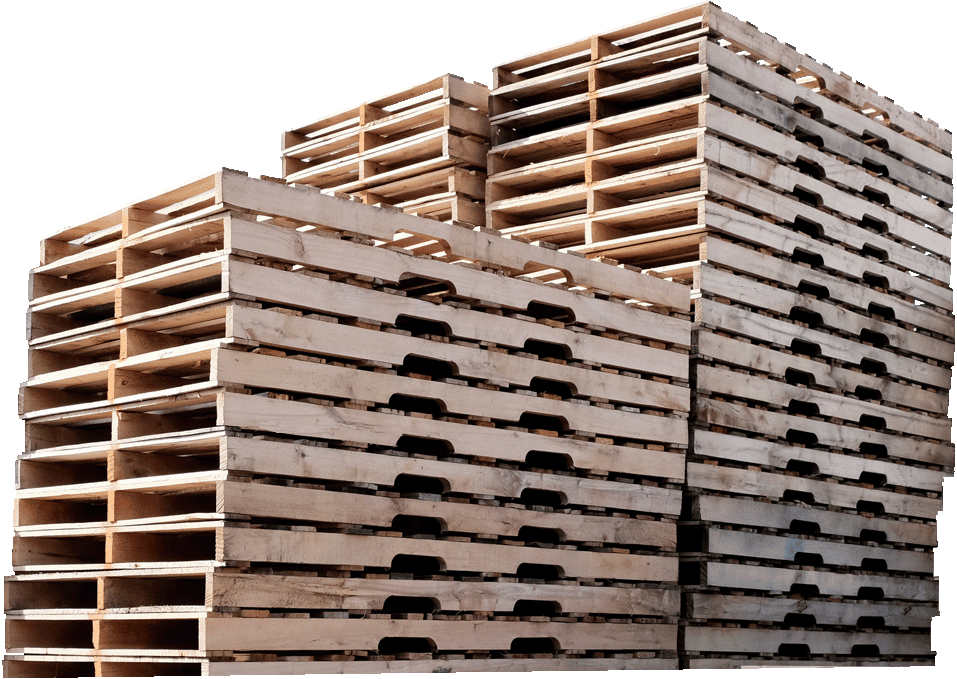 A stack of custom stringer pallets